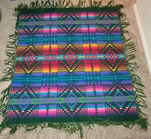 Vintage Castoro Stato Pendleton Capo Arcobaleno Joseph Coperta Lana Frange 64x72 LEGGI - Foto 1 di 12