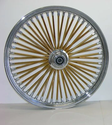 DNA MAMMOTH 21x3.5 FAT 52 GOLD SPOKE FRONT WHEEL SOFTAIL DELUXE HERITAGE HARLEY - Image 1 of 3
