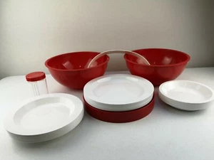 Vintage GUZZINI PER ALIMENTI Picnic Ball Plastica Piatti/Ciotole Picnic Set ROSSO OTTIME CONDIZIONI - Foto 1 di 12