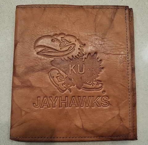 Kansas KU Jayhawks Embossed Leather Billfold Wallet **NEW Cover
