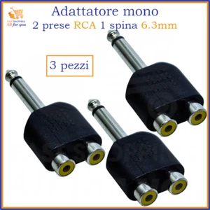 Adattatore sdoppiatore jack rca 6.3 mono 2 femmina a maschio splitter per audio - Foto 1 di 1