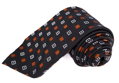 Corbata negra Jos A Bank para hombre con patrón cuadrado blanco y cobre 60" Foto 1 de 4