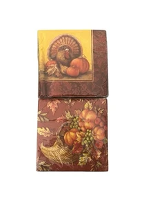 Party Creations Golden Harvest Abundant Cornucopia Beverage Napkins Lot - Picture 1 of 7