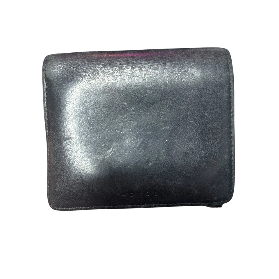 Auténtica billetera Coach vintage de cuero genuino de caoba con cremallera alrededor Foto 1 de 4