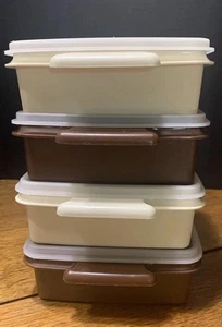 VINTAGE TUPPERWARE 4 PICKNICK MITTAGESSEN STAPELBAR SANDWICHBEHÄLTER - MCM 1362-30 - Bild 1 von 5