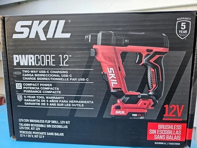 NEW Skil PWRCORE 12V/20V Brushless Flip Drill DL6300D-11 w/Battery/Charger USB-C - Photo 1/4