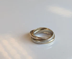 Vintage Cartier - 18k Tri-Color Gold Ribbed Trinity Ring - Size 3 - Bild 1 von 8