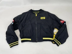 Pacman Justice Girls Mini Bomber Jacket Size L Black - Picture 1 of 5