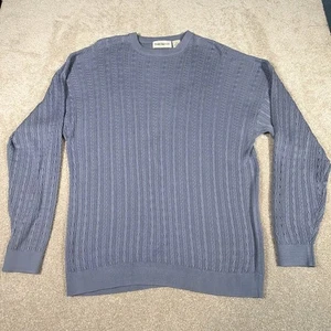 Barry Bricken 100% Silk Cable Knit Sweater Mens XXL (FIT XL)Blue Preppy Upscale - Picture 1 of 7