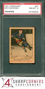 Parkhurst #97 Nick Mickoski RC Rangers 1951 PSA 8 - Imagen 1 de 4