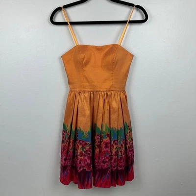 Vestidos Aqua Para Mujer Floral Forrado Acampanado Mini Naranja/Rosa Corpiño Vestido Sin Tirantes 0 Foto 1 de 4