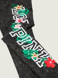 Victoria's Secret Pink Tropical Floral Tie Dye High Waist Leggings Black L NWT - Picture 1 of 4