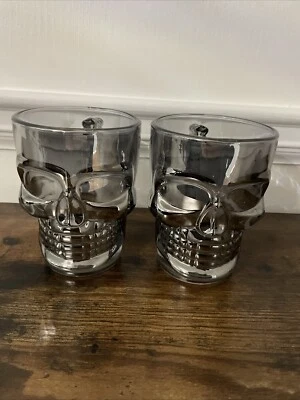 Дым блеск скелет череп пиво кружка круг стекла 17,6 унций набор из 2 - Хэллоуин - Изображение 1 из 3