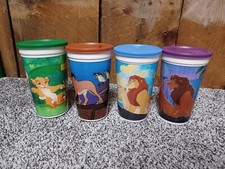 Vintage Lion King Burger King Set Of 4 Plastic Cups w/ Lids *see description*