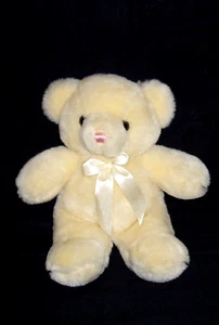 13 Zoll Dandee cremefarbener hellgelber Teddybär Rassel Satinschleife Plüschtier Stofftier - Bild 1 von 3