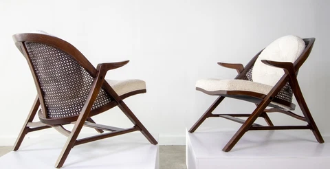 Pair of 1950s Edward Wormley for Dunbar Cane back Chairs model 5700a Cover
