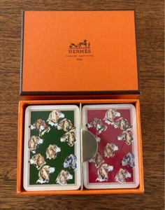 HERMES Mini Playing Cards Trump Game Dog pattern 2 Decks Authentic Japan - Picture 1 of 1