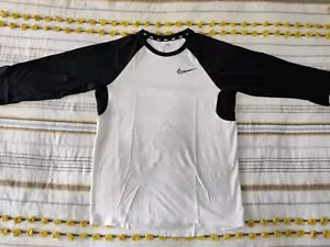 Nike SB Shirt Mens Small Black White Raglan Long Sleeve Dri-Fit Skate Board - Picture 1 of 11