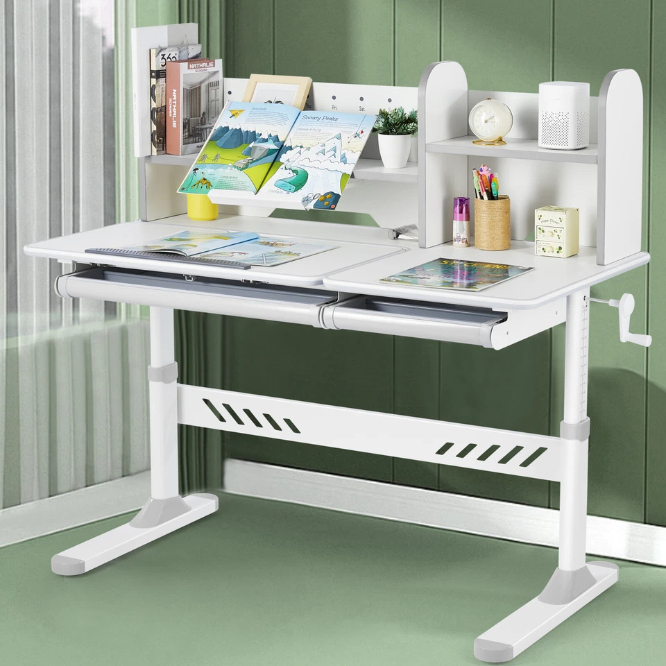 Escritorio de estudio plegable de gran altura ajustable para niños con estantería, cajón Foto 1 de 1