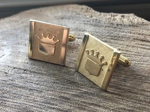 Vintage Crown Style Gold Tone Cuff Links - Picture 1 of 3