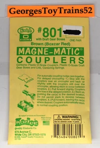 KADEE O SCALE PAIR BOX CAR RED MAGNE-MATIC PLASTIC COUPLERS & GEAR BOXES 801 NEW - Picture 1 of 3