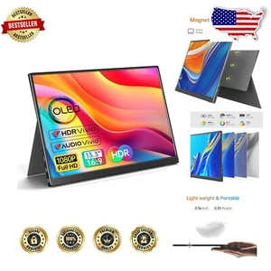 High-Definition 13.3'' OLED Monitor with Dual Stereo Speakers - Eye-Care Tech - Picture 1 of 11