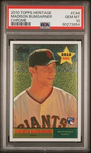 2010 TOPPS HERITAGE CHROME #C44 MADISON BUMGARNER RC 75/1961 PSA 10 GEM MINT
