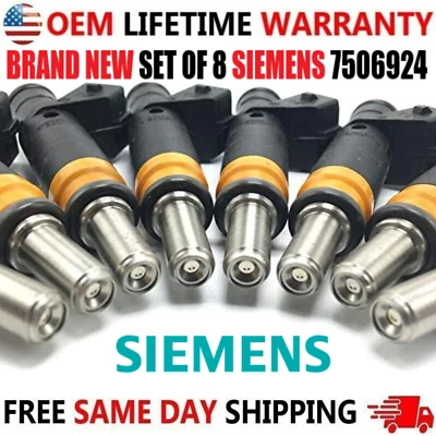 Brand New SIEMENS Set of 8 Fuel Injectors for 2002-2003 BMW 745i, 745Li 4.4L V8 - Image 1 of 4