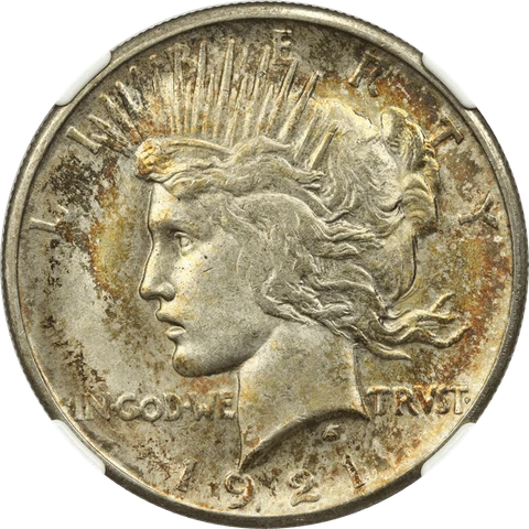 1921 Peace Silver Dollar $1, NGC MS-64 - Choice Uncirculated - Toning Cover