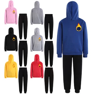 Kids Girls Boys Sport Suit Long Sleeve Sportswear Outfits Tracksuit Warm Hooded - Picture 1 of 83