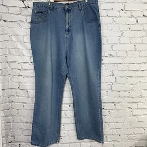 LUXE-T Luxury Basics Relaxed Fit Men’s Blue Jeans Size 42x33 Distressed Hem - Picture 1 of 18