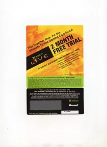 Unused / Unscratched Original Xbox 2 Months Live Free Trial Code Insert Vintage - Picture 1 of 2