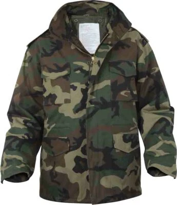 Woodland Camouflage M-65 Field Jacket Army Camo Heavyweight M65 Coat with Liner - Image 1 of 4