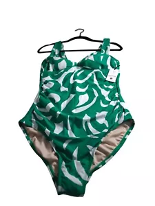 New Shade & Shore Womens Green One-Piece Swimsuit size Large Full Seat Coverage - Picture 1 of 8