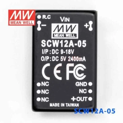 New MEAN WELL SCW012A-05 DC to DC Converter IP 9-18V OP DC5V 2400MA x1PC - Image 1 of 4