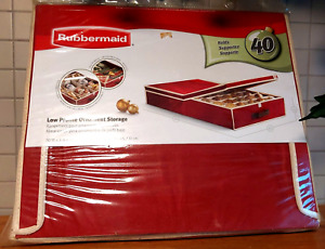 NEW Rubbermaid Ornament Storage Low Profile Red 40 Ornaments