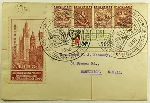 1950 FDC Australia National Philatelic Exhibition & Centenary Registered Cover - Picture 1 of 2