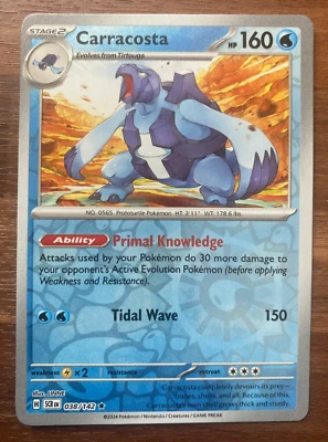 Carracosta - 038/142 - NM - Rare Reverse Holo Pokémon card from Stellar Crown - Image 1 of 2