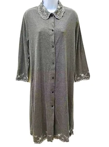 Quarte Epice Intimates grau Fleece Morgenmantel bestickt & gewellte Kanten Größe M - Bild 1 von 7