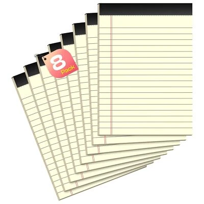 Note Pads 4x6 In Legal Pads Thick Writing Pads 8 Pack Perforated Yellow Paper... - Image 1 of 4