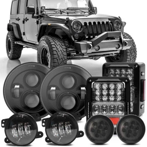 7" Round Headlights Tail Light Fog Signal Lamp Combo For Jeep Wrangler JK 07-18 - Picture 1 of 16