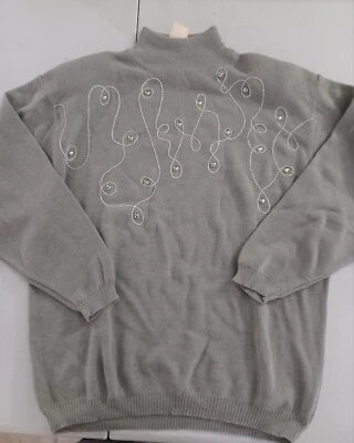 Suéter de Lana de Colección Adolfo Coleccionables Cuello Simulado Mujeres Med Adornado Estrás Foto 1 de 4