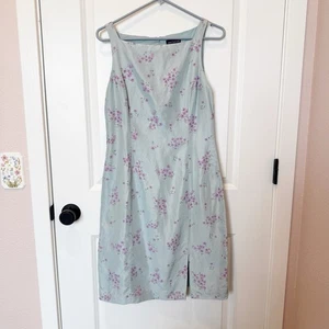 Vintage Ann Taylor Ditzy Floral Silk Dress Size 12P Y2K Modest Church - Picture 1 of 8