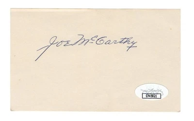 Joe McCarthy Signed Autographed 3X5 Index Card Cubs Yankees Red Sox JSA CF45821 - Image 1 of 2