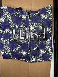 Sudadera con Capucha BLIND Skateboards Años 2000 Floral Azul Gris Negro Logo - Talla Mediana (NUEVA) - Imagen 1 de 2