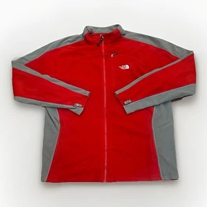 The North Face Jacket Mens XL Full Zip Mock Neck TKA 100 Outdoor Fleece Logo Red - Picture 1 of 12