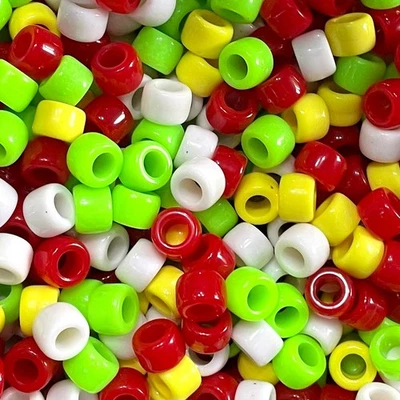 300pcs Christmas Theme Smooth Pony Beads  No Joints 6mm x 8mm Large Hole - Image 1 of 4
