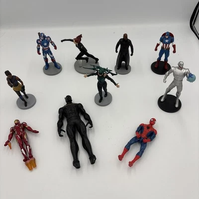 Lote de 10 bonecos Marvel PVC enfeite de bolo Pantera Negra Capitão América Ironman - Imagem 1 de 4