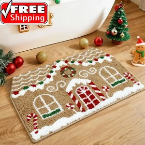 Alfombra de baño de Navidad pan de jengibre decoración de casa para baño puerta de Navidad ma... - Imagen 1 de 6