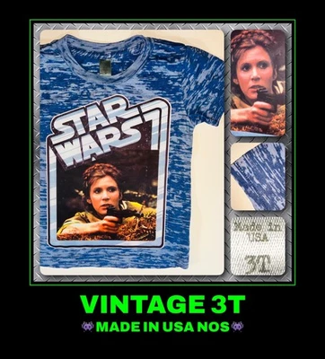VTG Orig Star Wars ROTJ Leia USA 80s Childs Childrens Kids Youth T-Shirt 3T NEW - Image 1 of 4
